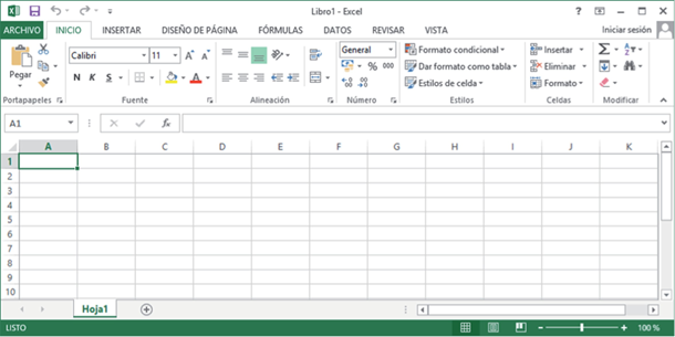 Entorno de trabajo de Excel 2013